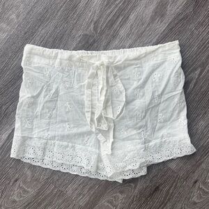 white scalloped pajama shorts